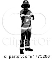 Poster, Art Print Of Fireman Person Silhouette Firefighter Man