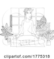 05/26/2022 - Woman Meditating Doing Yoga Pilates Illustration