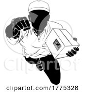 Poster, Art Print Of Silhouette Super Delivery Man Courier Superhero
