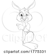05/26/2022 - Easter Bunny Rabbit Cartoon Character Peeking Sign