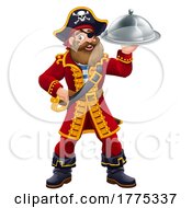 Poster, Art Print Of Pirate Captain Cartoon Chef And Food Plate Platter