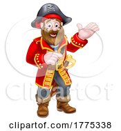 Poster, Art Print Of Pirate Cartoon Captain Character Mascot Pointing