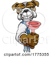 Poster, Art Print Of Bulldog Plumber Cartoon Mascot Holding Plunger