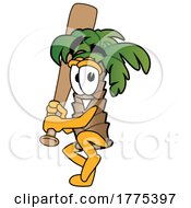 Palm Tree Mascot Cartoon Character Ready to Swing a Baseball Bat by Mascot Junction #COLLC1775397-0015