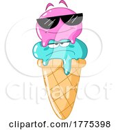 Cartoon Grumpy Ice Cream Scoop Under A Happy One