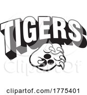 Poster, Art Print Of Black And White Design With A Paw Under Tigers Text