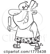 Cartoon Happy Man Walking And Eating A Popsicle
