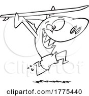 Poster, Art Print Of Cartoon Shark Running With A Surfboard