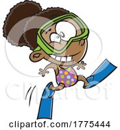 Cartoon Girl Running With Swim Fins by toonaday