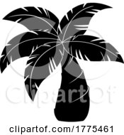Poster, Art Print Of Cartoon Black And White Palm Tree Silhouette