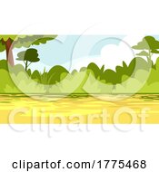Poster, Art Print Of Path Shrubs And Trees Background