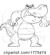 Poster, Art Print Of Cartoon Black And White Angry Crocodile