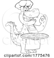 Poster, Art Print Of Cartoon Black And White Chef Crocodile