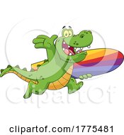 Poster, Art Print Of Cartoon Surfer Crocodile