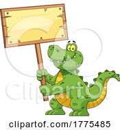 Poster, Art Print Of Cartoon Crocodile Holding A Blank Sign