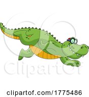 Cartoon Swimming Crocodile