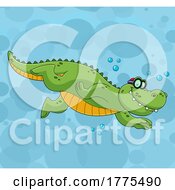 Poster, Art Print Of Cartoon Swimming Crocodile