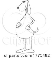 Cartoon Black And White Dog Standing Upright With Paws On Hips
