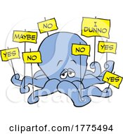 Cartoon Octopus Holding Voting Decision Signs