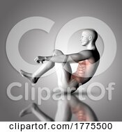 3D Male Medical Figure In Sit Up Pose With Stomach Muscles Highlighted