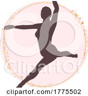Silhouetted Ballerina Dancer On Watercolor And Gold Glitter