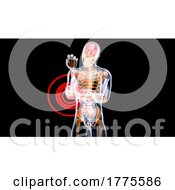 3D Xray Man With Elbow Pain On A Dark Background