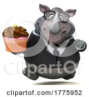 3d Business Rhinoceros On A White Background