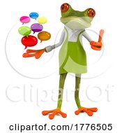 3d Green Springer Frog Gardener On A White Background