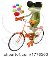 3d Green Frog On A White Background