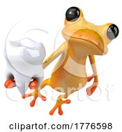 3d Yellow Frog On A White Background