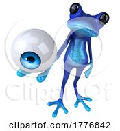 Poster, Art Print Of 3d Blue Springer Frog On A White Background