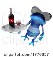 Poster, Art Print Of 3d Blue Springer Frog On A White Background