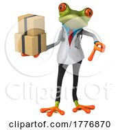 Poster, Art Print Of 3d Green Doctor Frog On A White Background