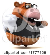 3d Brown Business Cow On A White Background