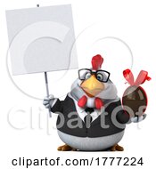 3d White Business Chicken On A White Background