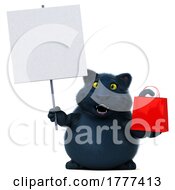 08/10/2022 - 3d Black Kitty Cat On A White Background