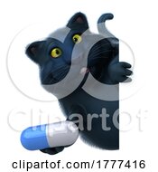 08/10/2022 - 3d Black Kitty Cat On A White Background