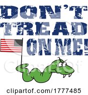 Poster, Art Print Of Cartoon Snake With An American Flag And Dont Tread On Me Text