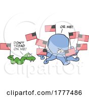 Cartoon Dont Tread On Me Or Me Snake And Octopus by Johnny Sajem