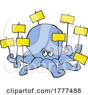 Poster, Art Print Of Cartoon Octopus Holding Signs