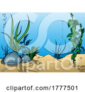 Poster, Art Print Of Cartoon Underwater Scene And Aquatic Plants