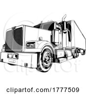 Poster, Art Print Of Black And White Big Rig Truck