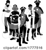 Poster, Art Print Of Silhouette Emergency Services Worker Team People