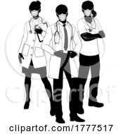 Poster, Art Print Of Silhouette Medical Services Doctor Team People