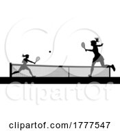 Poster, Art Print Of Tennis Women Playing Match Silhouette Players