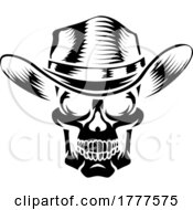Poster, Art Print Of Skull Cowboy Hat Grim Reaper Cartoon