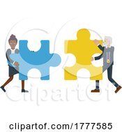Poster, Art Print Of Fitting Jigsaw Puzzle Pieces Together Concept