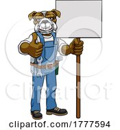 Poster, Art Print Of Bulldog Cartoon Mascot Handyman Holding Sign