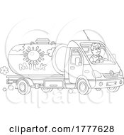 Poster, Art Print Of Cartoon Black And White Milk Truck Driver