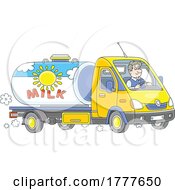 Poster, Art Print Of Cartoon Milk Truck Driver
